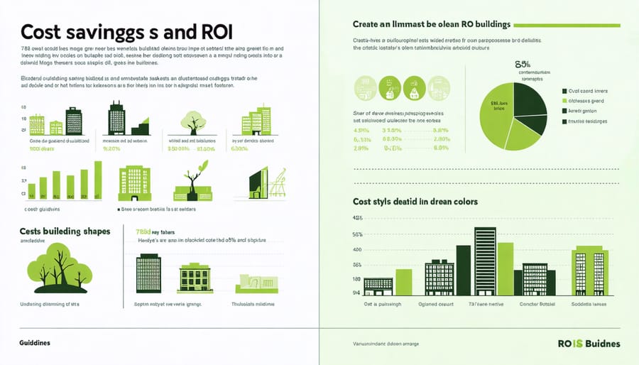 Chart comparing traditional vs green building costs over 10-year period