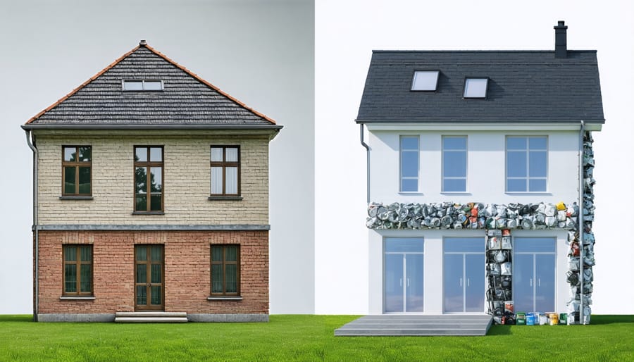 Comparative view of conventional and k-cycle recycled construction materials