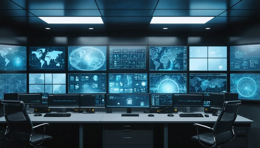 Advanced property security monitoring center with digital displays