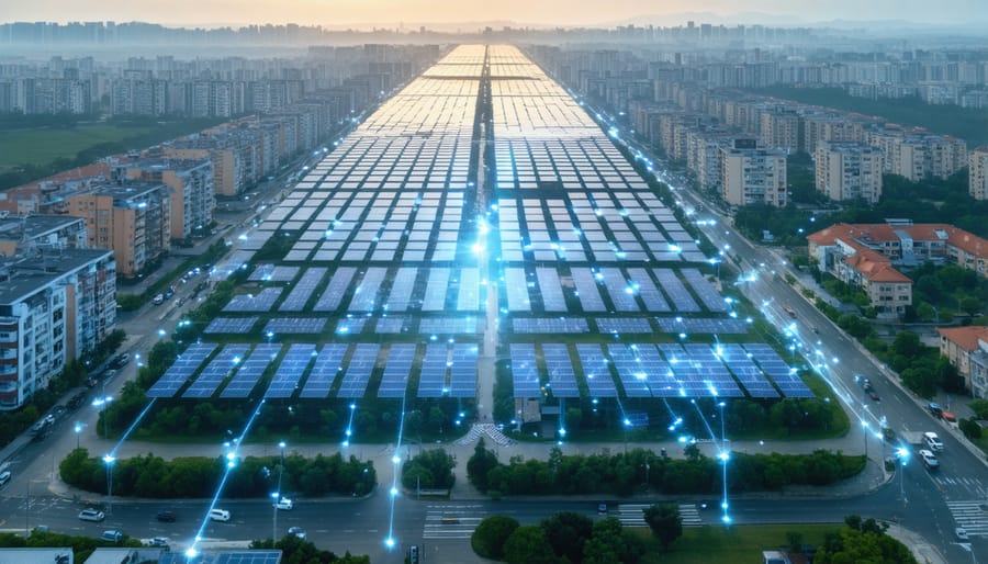 Bird's eye view of smart city with integrated automated energy trading infrastructure