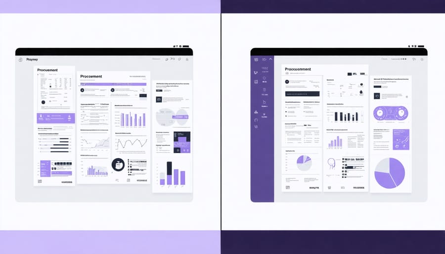 Side-by-side comparison of traditional vs digital construction procurement methods