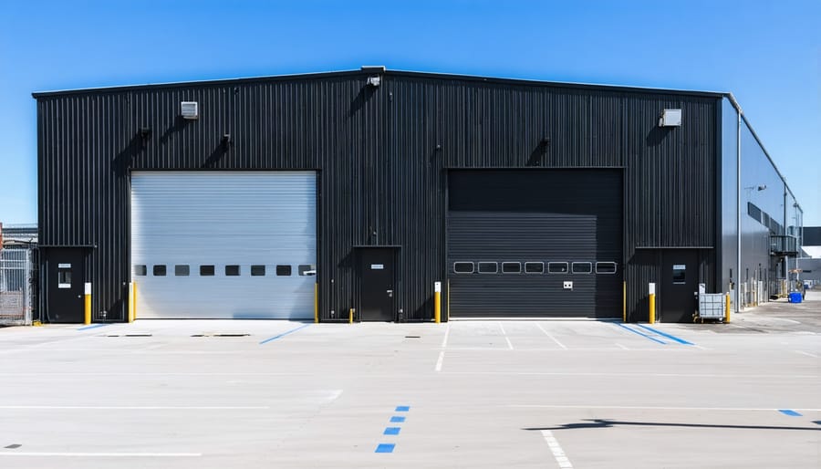 Comparison of warehouse exterior pre and post energy efficiency upgrades
