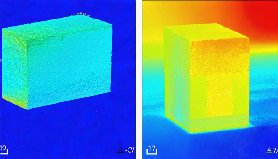 Side-by-side thermal images showing superior heat retention of aerogel compared to conventional insulation