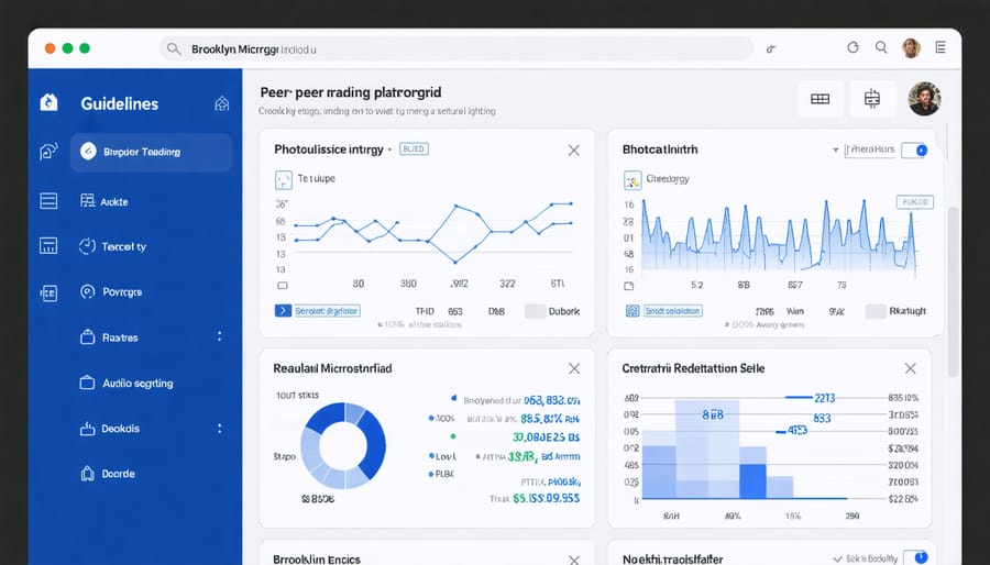 User interface of Brooklyn Microgrid showing energy trading transactions and smart meter data