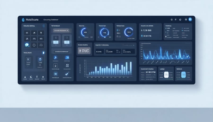 Interactive building automation control dashboard displaying real-time system metrics and controls