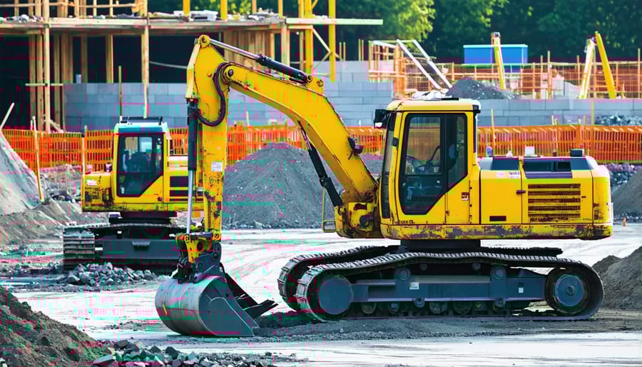 AI-powered construction robots performing automated building tasks