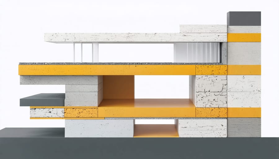 Detailed view of modern resilient building material composition