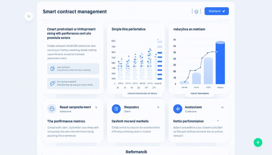 Digital interface showing construction supplier contract management and KPI tracking