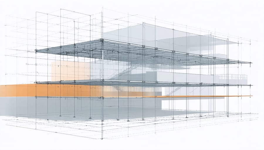 Computer-generated structural analysis model demonstrating building resilience features
