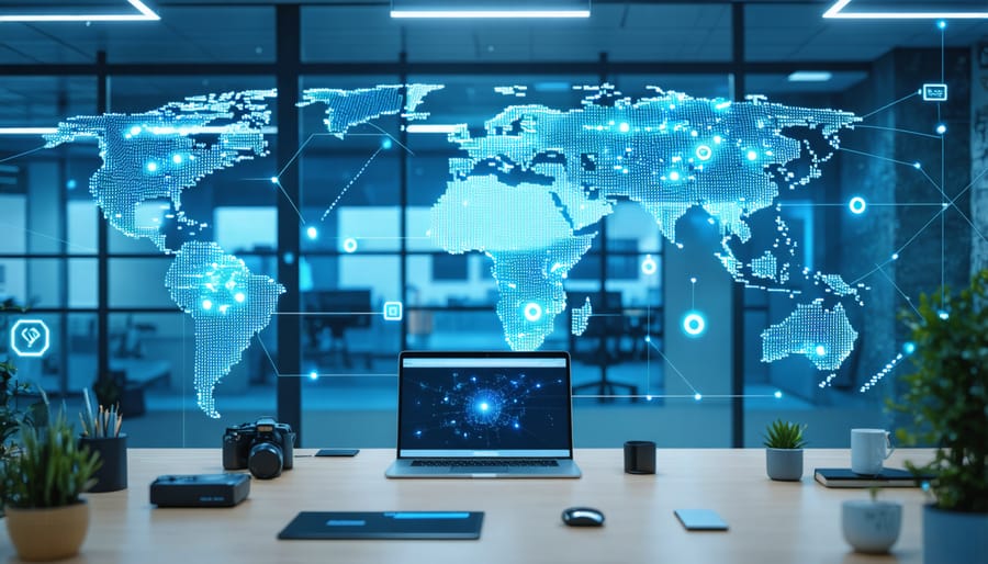 Wireless IoT sensors deployed on walls and ceilings monitoring building conditions