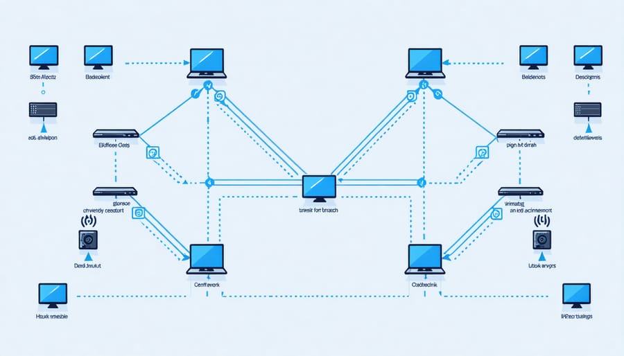 Illustration of Z-Wave mesh network architecture showing interconnected smart devices and communication paths