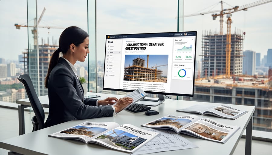 Modern commercial construction project showing completed framework and architecture