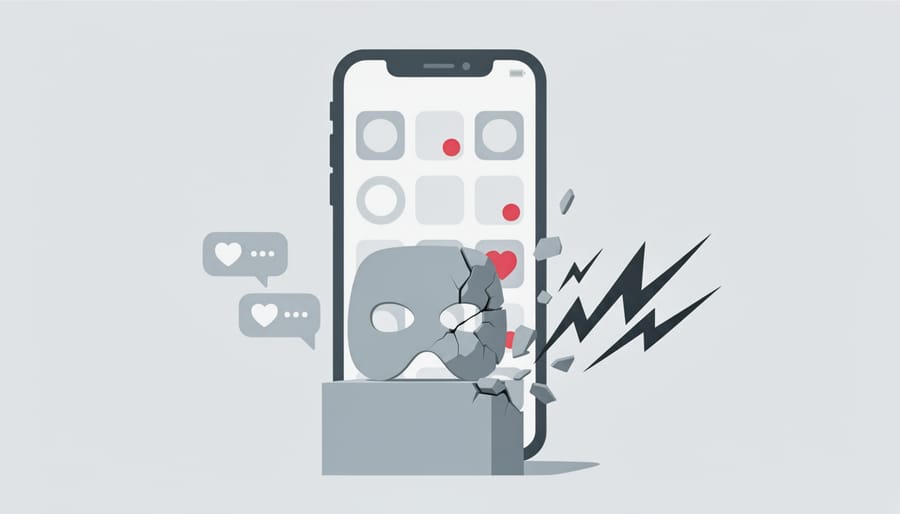 Damaged smartphone screen symbolizing reputation damage from failed marketing tactics