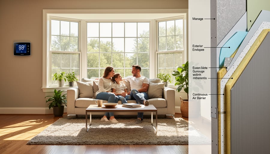 Bright interior living room with natural daylight coming through an energy-efficient window